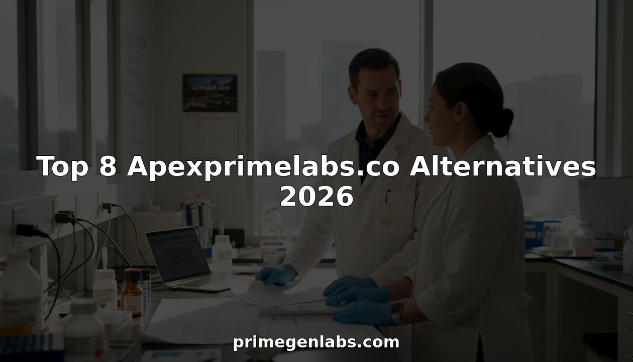 Researchers discussing data at lab bench with printouts