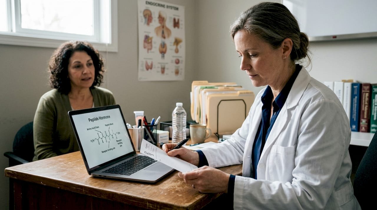 Doctor consulting patient about peptide prescription