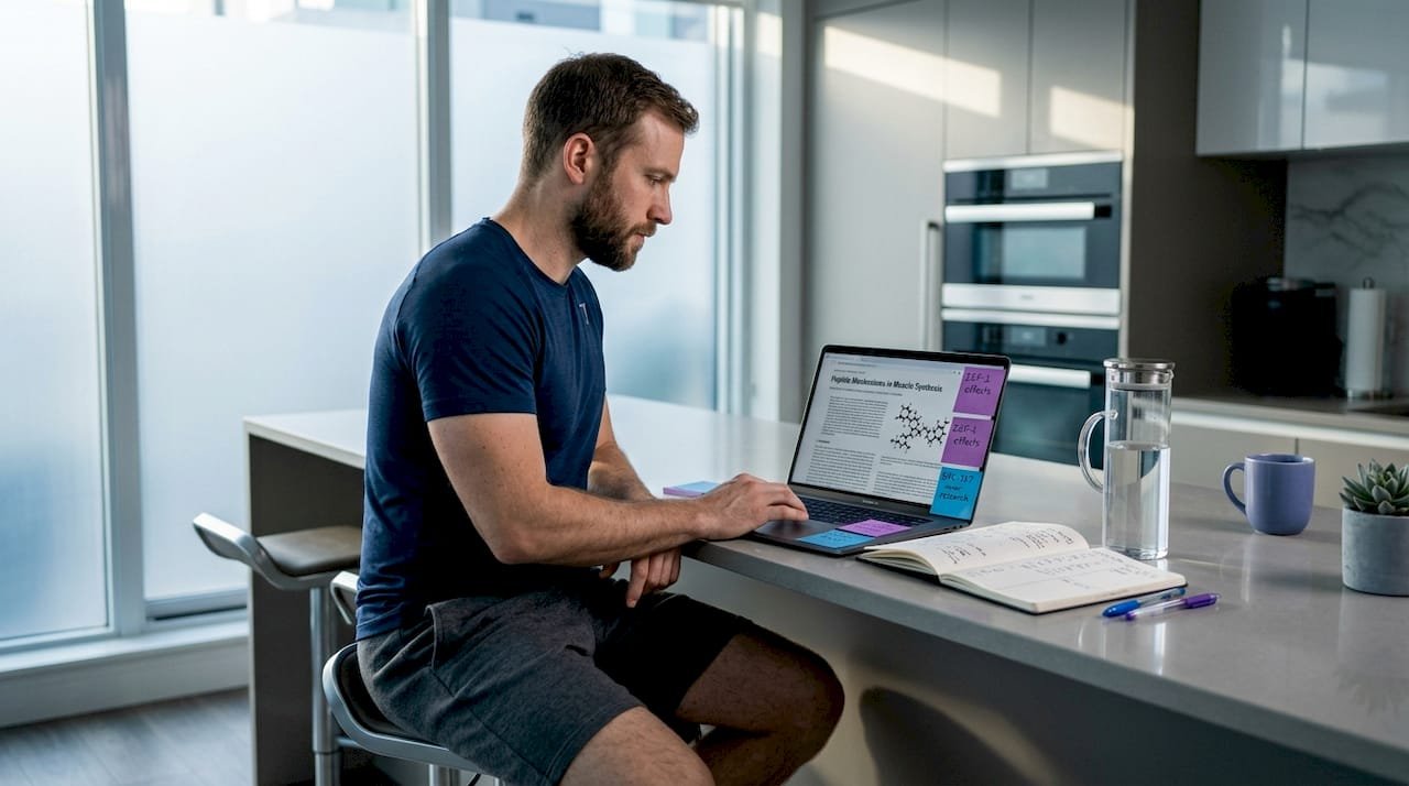 Man planning fitness and peptide goals