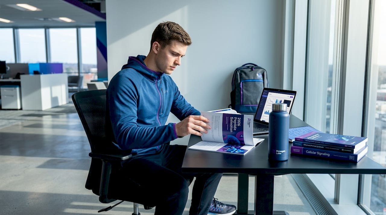 Athlete researching peptide selection guide