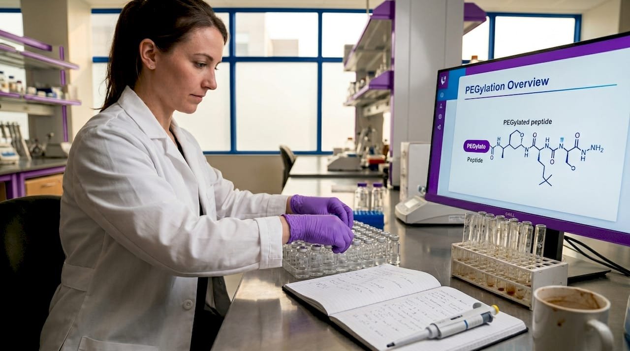 Scientist preparing peptide samples in modern laboratory