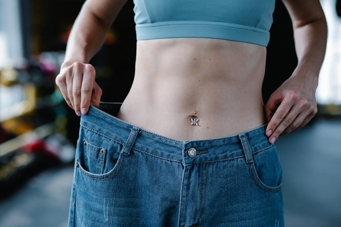 A woman wearing a loose pair of pants